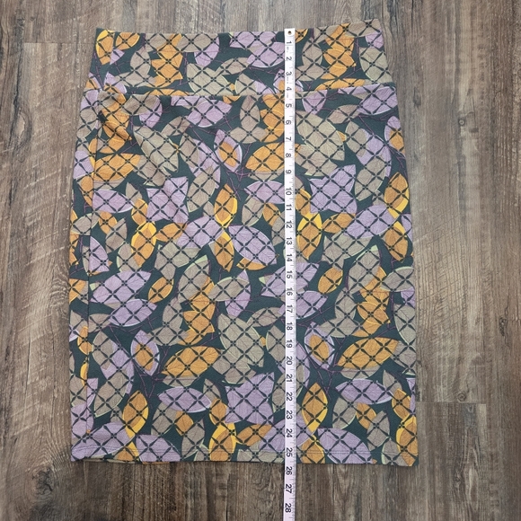 LuLaRoe Cassie Pencil Skirt 2XL Geometric Circle Print Green Gold Purple - Picture 5 of 7